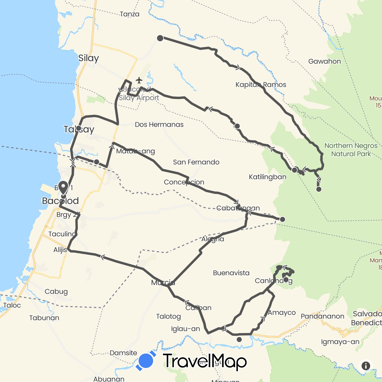 TravelMap itinerary: driving, motorbike in Philippines (Asia)
